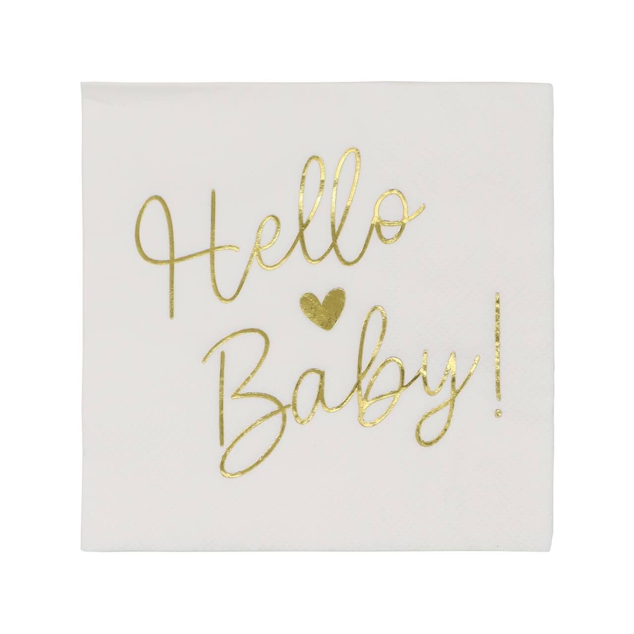 24 Packs: 20 ct. (480 total) Gold Hello Baby Beverage Napkins by Celebrate It™
